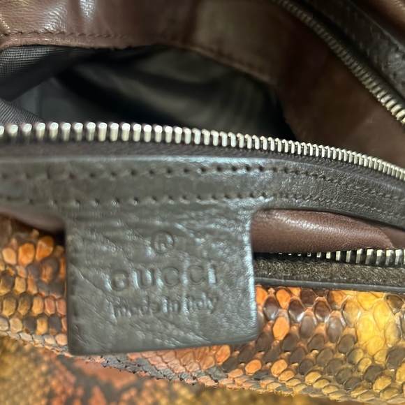 Gucci Python snake skin and leather handle bag with changeable strap - Picture 13 of 16